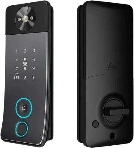 Miniatura 8 de Cerradura electrónica de puerta con leva y timbre, cerrojo de entrada sin llave con video portero, desbloqueo
