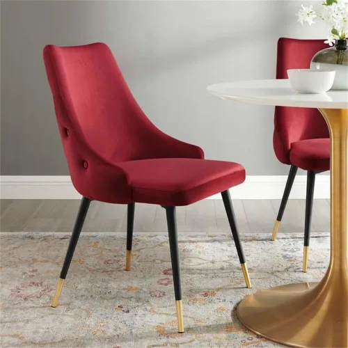 Miniatura 2 de Modway Adorn Silla auxiliar de comedor de terciopelo copetudo, color negro, 25 pulgadas de profundidad x 22 pulgadas de ancho x 34 pulgadas de alto