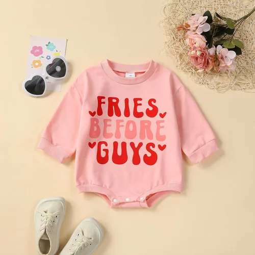 Miniatura 24 de Traje de bebé niña para el primer día de San Valentín, mameluco de burbujas con cuello redondo, sudadera linda para primavera y otoño
