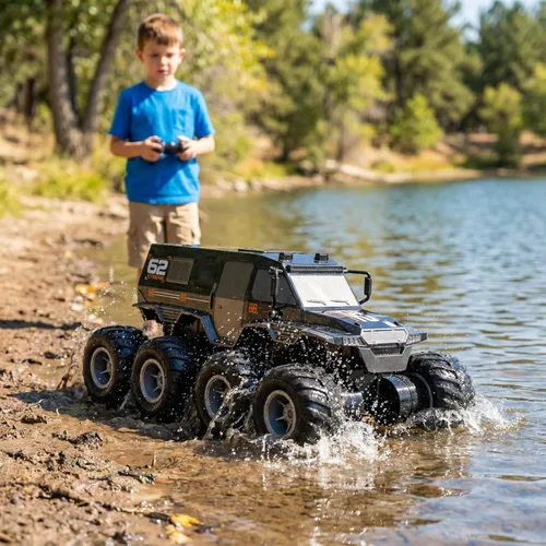 Miniatura 8 de KB KAIBO Camión monstruo grande de control remoto anfibio 1:12, 8WD todo terreno, impermeable, juguete RC para niños, auto de control remoto de alta
