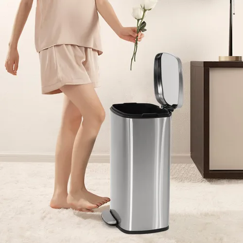Miniatura 3 de Cubo de Basura con Pedal de Acero Inoxidable de 13 Galones Cubo de Basura de Metal con Tapa Cubos de Basura Grandes para Cocina, Baño, Baño, Oficina