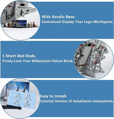 Miniatura 4 de Kyglaring Soporte de exhibición vertical para Lego Ultimate Millennium Falcon 75192, juego de modelos de bloques de construcción, kit