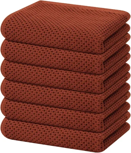 Miniatura 18 de Homaxy Paños de cocina de 100% algodón con tejido de gofre, ultra suaves, absorbentes, de secado rápido, 12 x 12 pulgadas, paquete de 6, amarillo