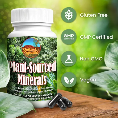 Miniatura 3 de Minerales de origen vegetal, 60 cápsulas, minerales orgánicos naturales y antioxidantes que apoyan el sistema inmunológico y digestivo, promoviendo