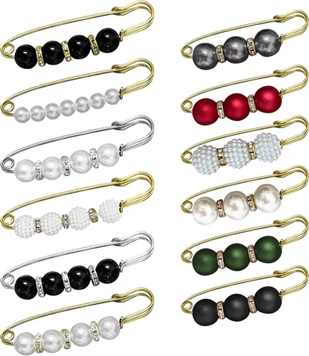 Miniatura 7 de Broche de perlas, alfileres de botón de jeans, sin costura, pernos de seguridad de perlas sintéticas, collar de cárdigan, pasadores de seguridad