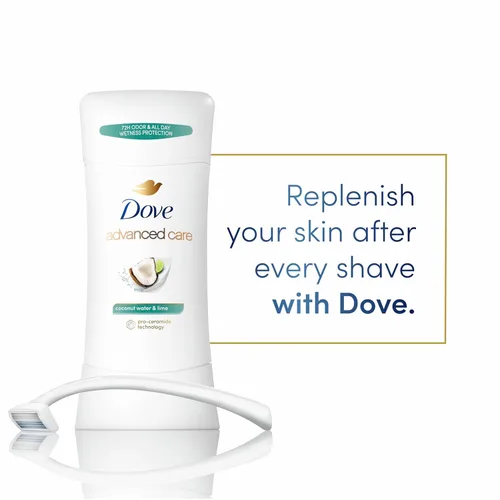 Miniatura 3 de Dove Advanced Care - Desodorante antitranspirante en barra con aroma a agua de coco y lima, 4 unidades para ayudar a reparar la barrera cutánea