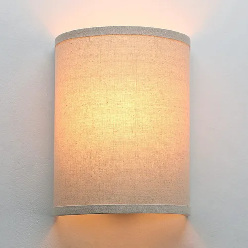Aplique de pared iluminación de tela de lino, lámpara de pared industrial vintage con pantalla de tela para dormitorio, sala de estar, pasillo Paño