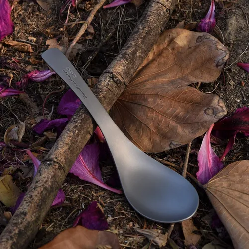 Miniatura 8 de Boundless Voyage Cuchara de titanio, utensilios de viaje, utensilios de cocina ultraligeros para mochileros al aire libre, picnic, comer, cuchara