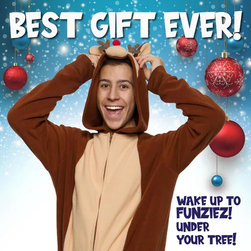 Miniatura 2 de Funziez! Slim Christmas Adult Onesie - Fun Holiday Costume - Santa Clause and Reindeer One Piece for Adults, Women and Men