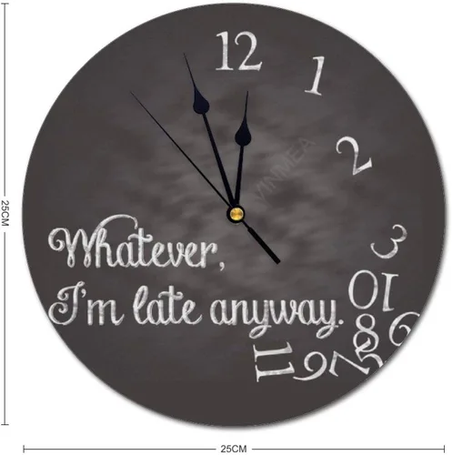 Miniatura 2 de Reloj de pared de PVC con lo que sea, I'm Late Anyway - Reloj de pared redondo para decoración de oficina y pared del hogar, 10 pulgadas