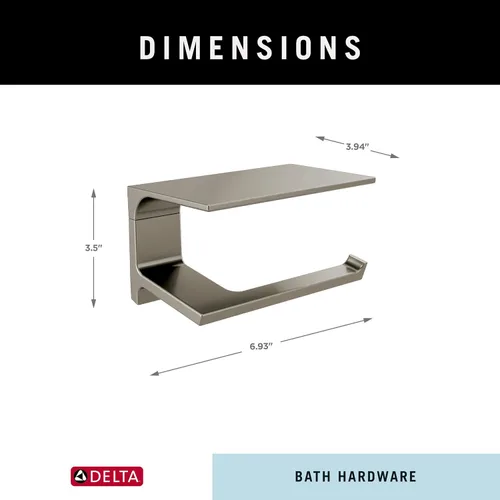 Miniatura 4 de DELTA FAUCET 79956-SS - Portarrollos de papel higiénico pivotal montado en pared con estante en acero inoxidable Brilliance