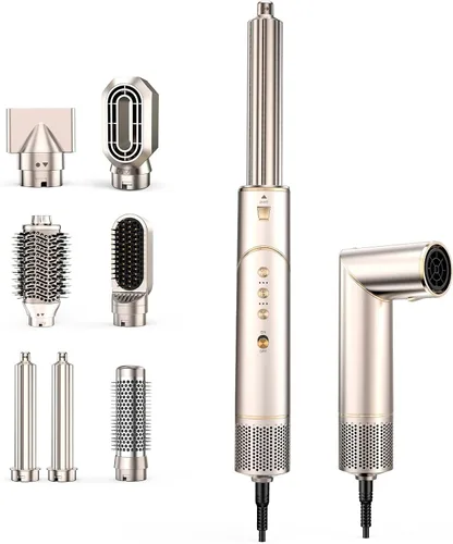 Cepillo secador de pelo 7 en 1 de alta velocidad, 110,000 RPM Air Styler para rizado automático de aire, juego de cepillos de aire caliente iónico