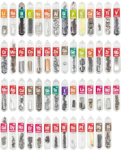 Miniatura 8 de Tabla Periódica de Elementos Reales, 99.99% de Pureza, Sellada en Tubo de Vidrio, para Regalo, Enseñanza, Exhibición, Colección, 68 Piezas