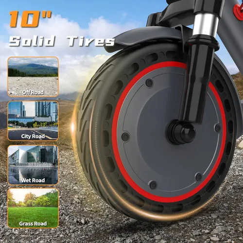 Miniatura 6 de WERHY 10 Inches Electric Scooter, 22 MPH Top Speed & 500W Powerful Motor, 22-28Miles Long Range, Folding E Scooter with Dual Braking for Adults