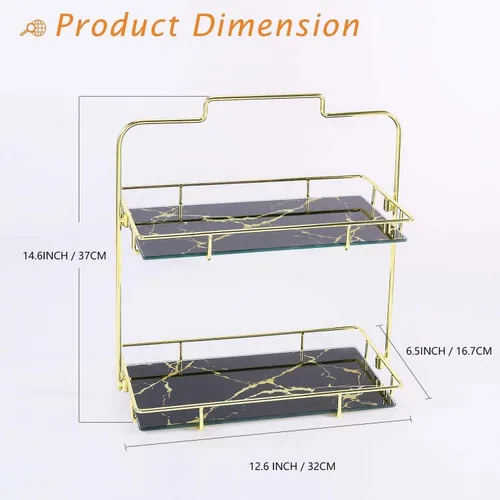 Miniatura 2 de Organizador de maquillaje, organizador de baño de 2 niveles, estante de almacenamiento de cosméticos para tocador y encimera, cesta organizadora