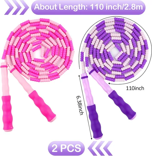 Miniatura 5 de Jump Rope for Kids, Adjustable Jump Ropes for 4 5 6 7 8 10 12, Tangle Free Jumping Rope Age 8-12, Segmented Soft Beaded Skipping Rope for Women