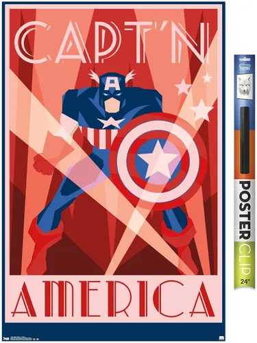 Miniatura 15 de Trends International Marvel Comics - Póster de pared Art Deco del Capitán América, 22.375 x 34 pulgadas, versión premium sin marco