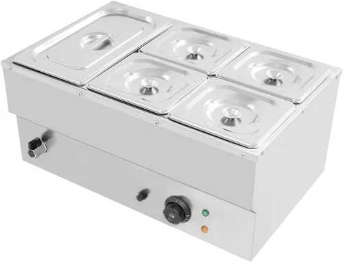 Miniatura 15 de DYNAMI Calentador de alimentos para bufé comercial de 110 V, mesa de vapor eléctrica grande de acero inoxidable de 3 bandejas con diseño
