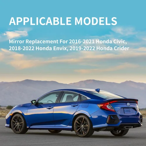 Miniatura 6 de Reemplazo del espejo lateral del conductor para Honda Civic 2016-2021, Honda Envix 2018-2022, Honda Crider 2019-2022, cristal del espejo lateral