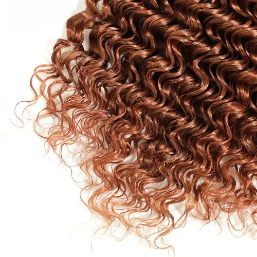 Miniatura 3 de Manojos de cabello humano castaño claro, 30 ondas profundas, paquete de 12, 12, 12 pulgadas, cabello virgen brasileño, 3 paquetes de 30
