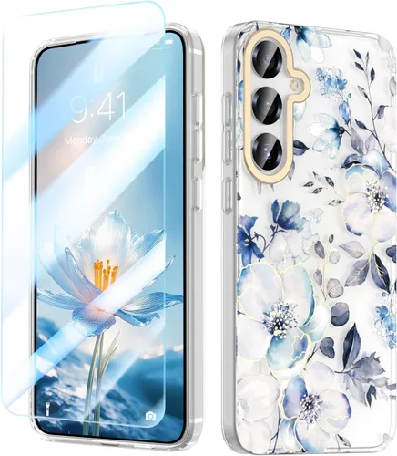 Miniatura 12 de MILPROX Compatible con Samsung Galaxy S22 Funda de Flores, bonito diseño de funda para niñas y mujeres, a prueba de golpes, patrón floral, parte