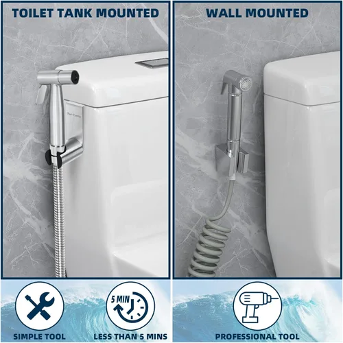 Miniatura 3 de Pulverizador de bidé de mano para inodoro de acero inoxidable, soporte para rociador de bidé, accesorio de pulverización de baño para higiene