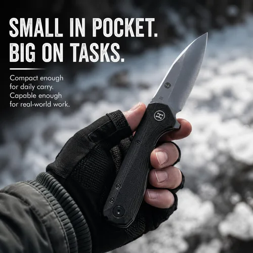 Miniatura 7 de Holtzman's Gorilla Survival Cuchillo plegable campesino con mango táctico G10, hoja de acero D2, juego de caja de regalo (negro) - Ideal para llevar