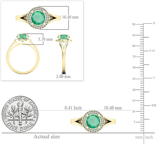 Miniatura 118 de Dazzlingrock Collection Anillo de compromiso redondo de 0.276 in con halo de diamante blanco y vástago dividido para ella en oro macizo de 14