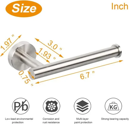 Miniatura 5 de TocTen Soporte de papel higiénico, soporte para rollo de papel higiénico montado en la pared para baño, dispensador de papel de perforación de acero