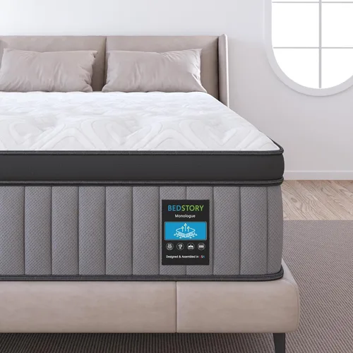 Miniatura 8 de BedStory Colchón firme Queen de 12 pulgadas, colchón híbrido con soporte lumbar extra, cama de sueño profundo en una caja, prueba de 365 noches, sin