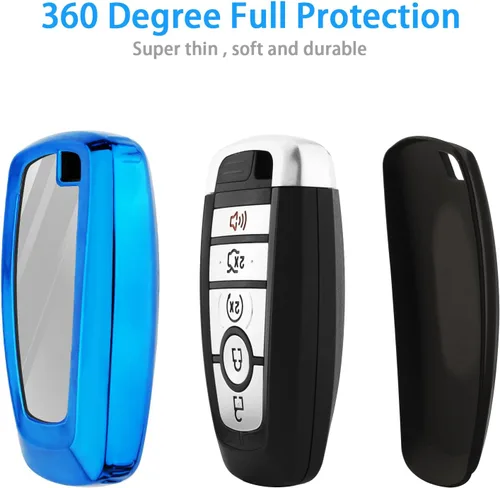 Miniatura 4 de XIYANG TRADE Funda para llavero Ford con llavero, funda para llavero para Ford Explorer Fusion Escape Edge Expedition F150 F250 F350 F450 F550 Azul