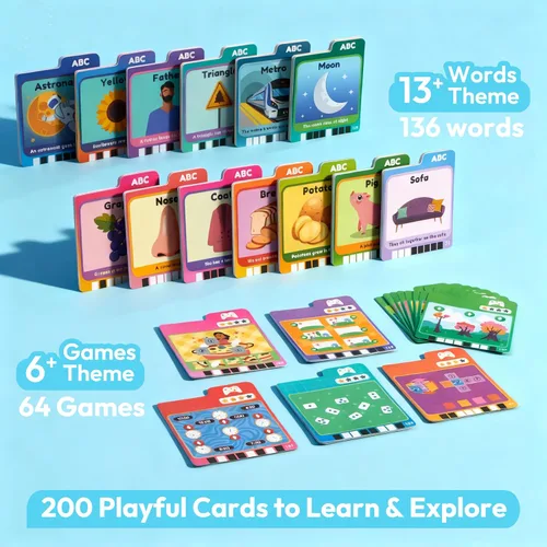 Miniatura 2 de Tarjetas parlantes educativas lalalark para niños de 3, 4, 5 años, juguetes de aprendizaje para niños con 136 palabras visuales y 64 juegos, juguete