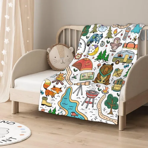 Miniatura 2 de Manta de camping para regalos para niños, manta suave para acampar, lindas mantas de franela de felpa para acampar para decoración de dormitorio