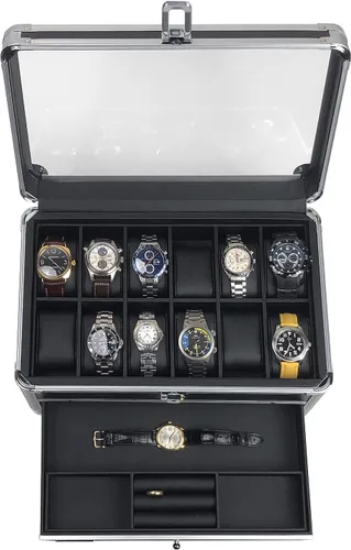 Miniatura 4 de Vaultz Caja de reloj con bloqueo, grande, VZ03979, transparente, cromada