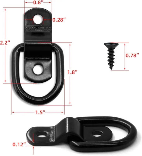 Miniatura 2 de 12 anclajes de amarre de anillo en D de 1/4 de pulgada, anillos de anclaje de remolque resistentes de 2400 libras para remolque, camión, cama