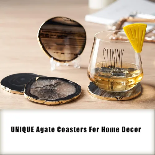 Miniatura 2 de Posavasos de Ágata Geode para Bebidas con Piedra Natural de Gema, Posavasos de Ágata en Rodajas para Tazas y Alfombrilla de Copa para Decoración