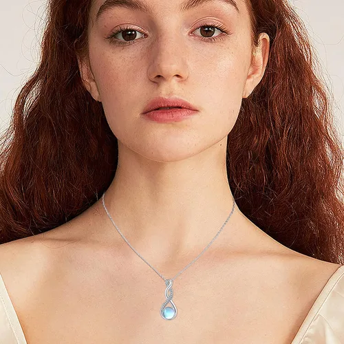 Miniatura 6 de Twoowl Collar de nudo celta de plata de ley 925 collar con colgante irlandés de buena suerte joyería de piedra lunar infinita regalos para mujeres