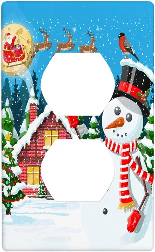 Miniatura 25 de Cubierta de interruptor de luz dúplex de 1 banda, cubierta decorativa de Navidad con copos de nieve rojos, placa frontal decorativa para cocina