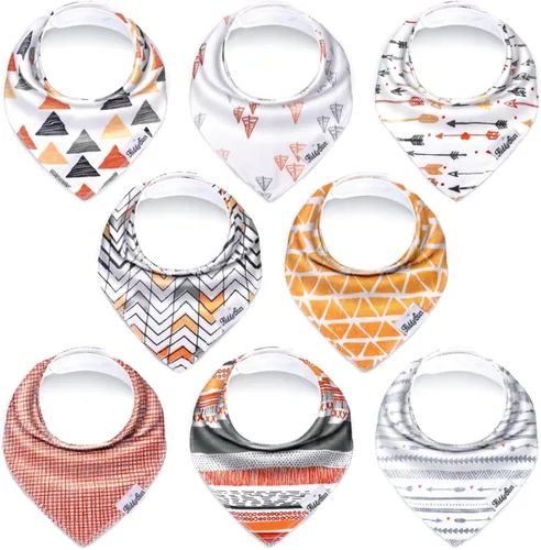 Miniatura 31 de KiddyStar Drool Bibs for Babies – Organic, Unisex, Soft Absorbent Teething Bibs with Adjustable Snaps Paquete de 10 baberos de dentición de moda