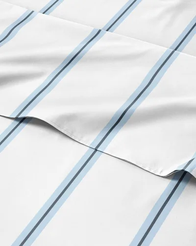 Miniatura 29 de Sábanas con patrón de puntos azules, 1 sábana encimera, 1 sábana bajera y 1 funda de almohada con bolsillos profundos, ropa de cama con estampado