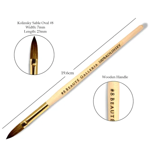 Miniatura 4 de Beaute Galleria Kolinsky Sable - Juego de 3 pinceles acrílicos ovalados para arte de uñas, pintura para detalles de manicura, bolígrafo para arte