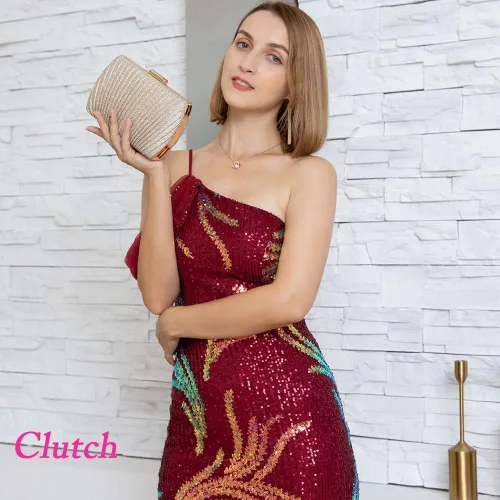 Miniatura 2 de Savatano Bolso de mano dorado, bolsos de mano dorados para mujer, para noche, boda, cóctel, fiesta, bolsa de noche, bolso cruzado de hombro..