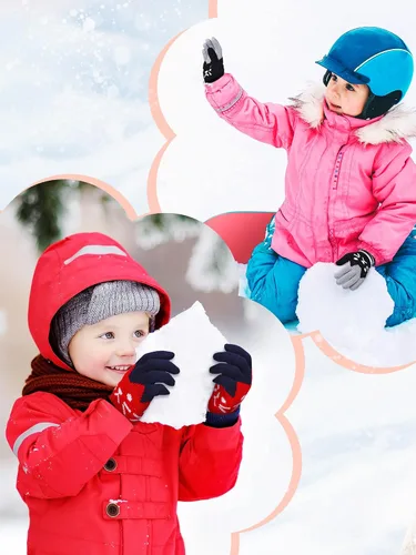 Miniatura 5 de 2 pares de guantes de invierno para niños, guantes de punto de dedo completo, guantes elásticos cálidos para niños y niñas, suministros