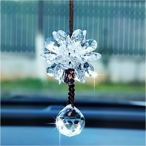 Colgante de espejo retrovisor para automóvil, adorno colgante de cristal brillante, accesorios de automóvil de moda, decoración colgante de espejo