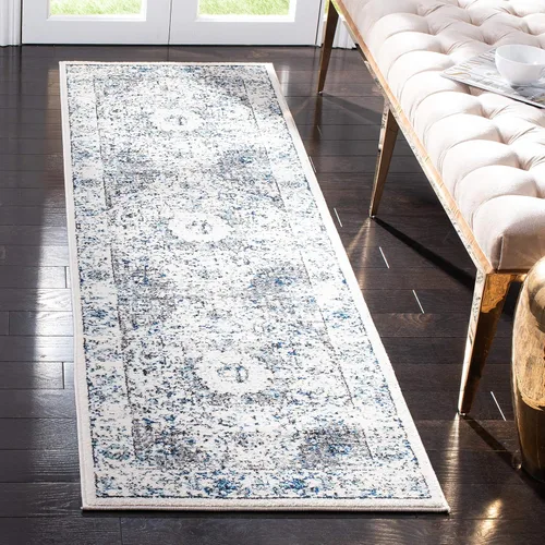 Miniatura 14 de SAFAVIEH Evoke Collection EVK220B Medallón oriental shabby chic de 2'2" x 4', color gris/dorado, no desprende pelusa, alfombra de acento para sala