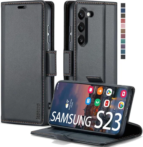 Miniatura 42 de Funda para Samsung Galaxy S23 5G, funda tipo cartera para Samsung Galaxy S23 5G con bloqueo RFID, tarjetero y función atril magnético, funda