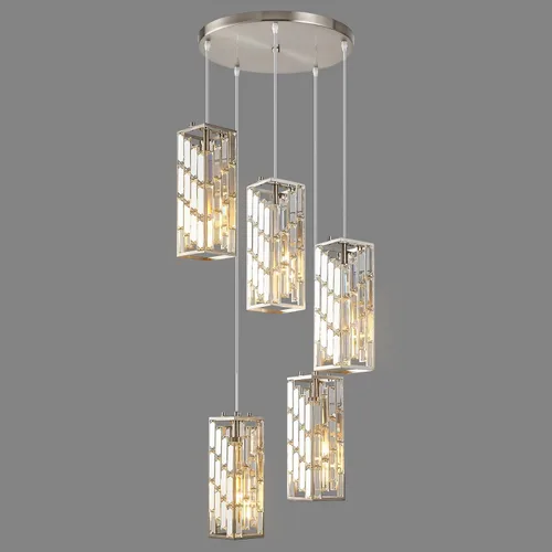 Miniatura 24 de Iluminación colgante dorada moderna, mini candelabros de cristal, lámpara colgante ajustable para cocina, isla, comedor, dormitorio (paquete de 1)