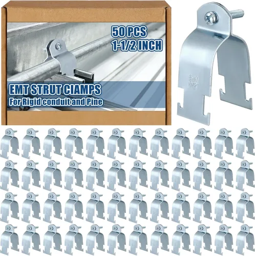 Miniatura 18 de Landhoow Emt Pipe - Abrazaderas universales de puntal para canal, accesorio de conducto electro galvanizado con perno y tuerca, herramienta