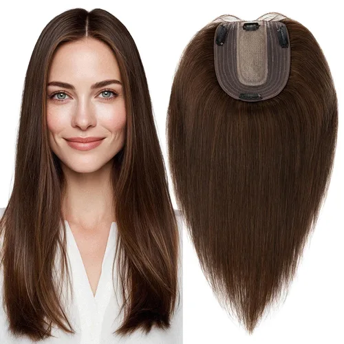 Miniatura 14 de MY-LADY Extensiones de cabello humano para mujeres, cabello natural 10 * 12CM, base de seda con encaje, densidad 130%, pasadores Remy, 6 pulgadas