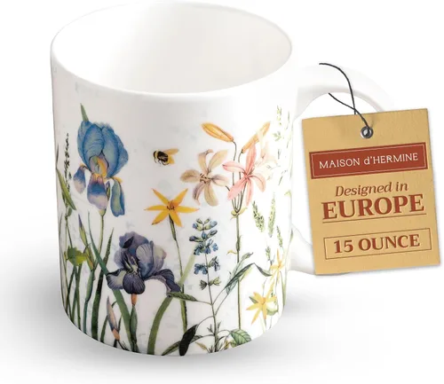 Miniatura 80 de Maison d' Hermine Taza de café con asas, tazas de porcelana fina de hueso, paquete de dos tazas de té para bebidas calientes, capuchino, latte, 015
